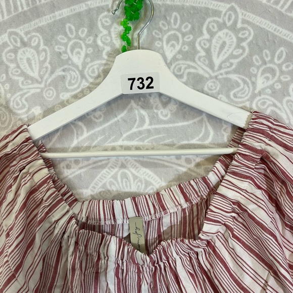 ALLISON JOY RED WHITE STRIPE OFF THE SHOULDER TOP XL 732 SHIRT BLOUSE PEASANT - Picture 3 of 11